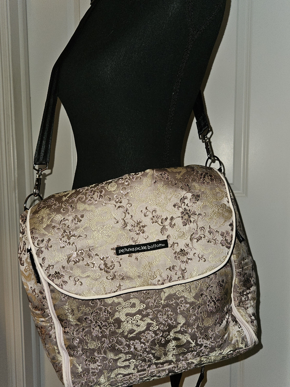 petunia pickle bottom Metallic Floral Baby/Messenger Bag - Pink Gold